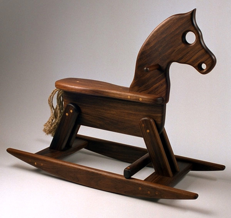 rocking horse of black walnut